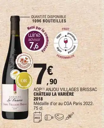 E.Leclerc Aop anjou villages brissac château la varière 2018 offre