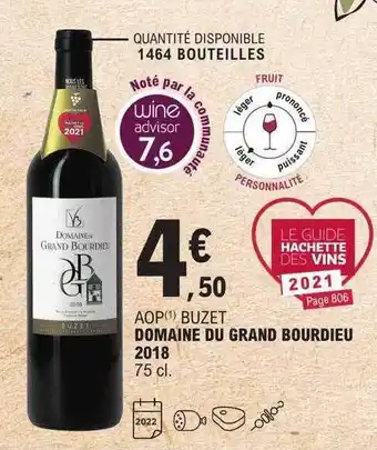 E.Leclerc Aop buzet domaine du grand bourdieu 2018 offre