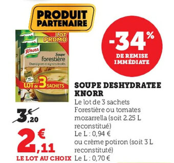 Super U Soupe deshydratee KNORR offre