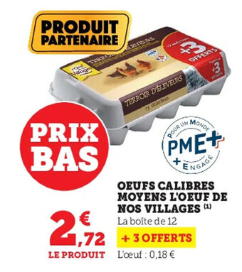 Super U Oeufs calibres moyens l'oeuf de nos villages offre