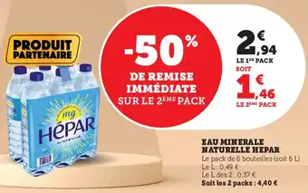Super U Eau minerale naturelle HEPAR offre