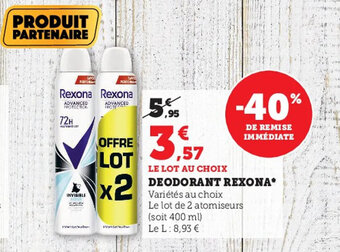 Super U Deodorant REXONA offre