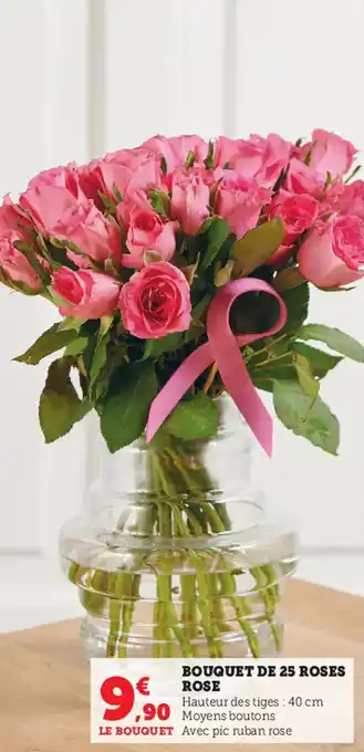Bouquet de 25 roses rose