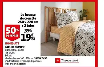 Auchan Parure Osmose : La Housse De Couette 240 X 220 Cm + 2 Taies offre