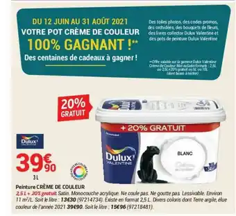 Bricorama Peinture Crème De Couleur Dulux Valentine offre
