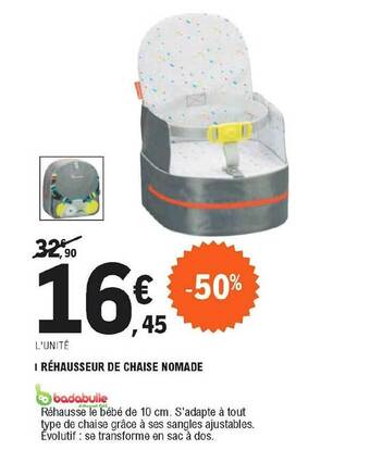 E.Leclerc Réhausseur De Chaise Nomade Badabulle offre