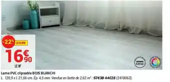 Bricorama Lame Pvc Clipsable Bois Blanchi offre