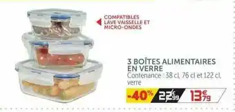 3 Boîtes Alimentaires En Verre