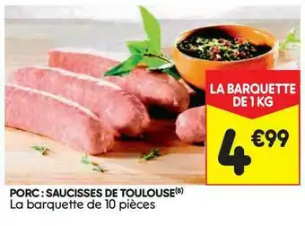 Leader Price Porc : Saucisses De Toulouse offre