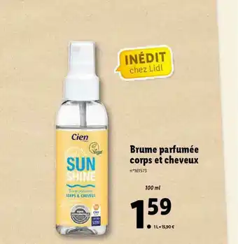 Lidl Brume Parfumée Corps Et Cheveux Cien offre
