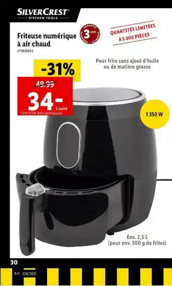 Lidl Friteuse Numérique à Air Chaud Silver Crest offre