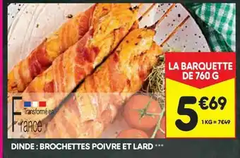 Leader Price Dinde : Brochettes Poivre Et Lard offre