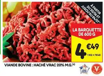 Leader Price Viande Bovine : Haché Vrac 20% M.g. offre