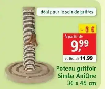 Maxi Zoo Poteau Griffoir Simba Anione offre