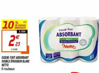 Netto Essuie-tout Absorbant Double épaisseur Blanc Netto offre