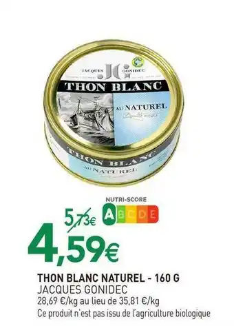 naturéO Thon Blanc Naturel Jacques Gonidec offre
