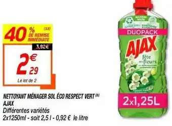 Netto Nettoyant Ménager Sol éco Respect Vert Ajax offre