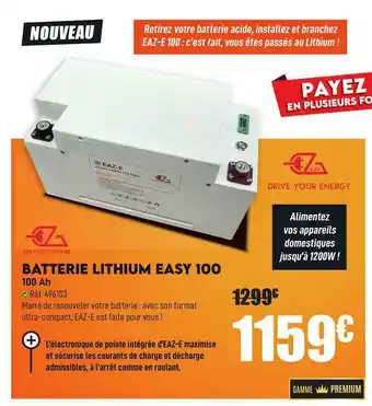 Narbonne accessoires Batterie Lithium Easy 100 offre