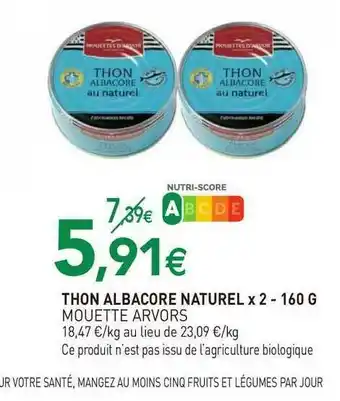 naturéO Thon Albacore Naturel Mouette Arvors offre