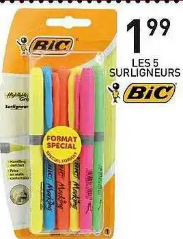Stokomani Les 5 Surligneurs Bic offre