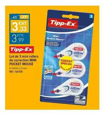 Top Office Lot De 3 Mini Rollers De Correction Mini Pocket Mouse Tipp-ex offre