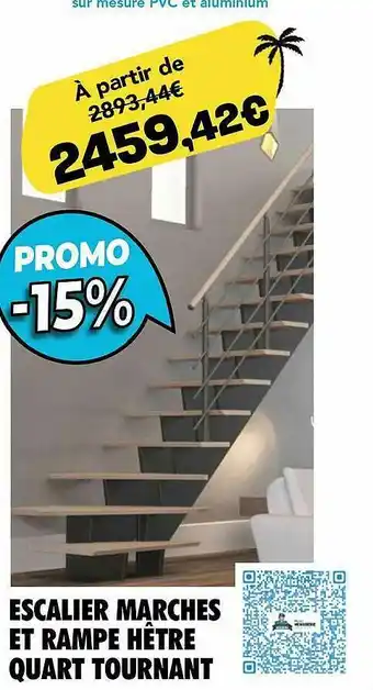Escalier Marches Et Rampe Hêtre Quart Tournant