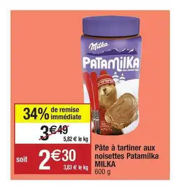 Migros Pâte à Tartiner Aux Noisettes Patamilka Milka offre