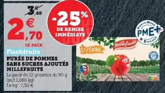 Hyper U Purée de pommes sans sucres ajoutés millefruits offre