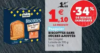 Hyper U Biscottes sans sucres ajoutés offre