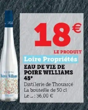 Hyper U Eau de vie de poire williams 45 offre