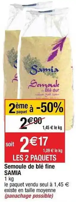 Cora x Carrefour Semoule De Blé Fine Samia offre