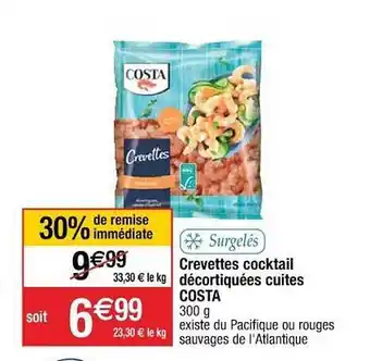 Cora x Carrefour Crevettes Cocktail Décortiquées Cuites Costa offre