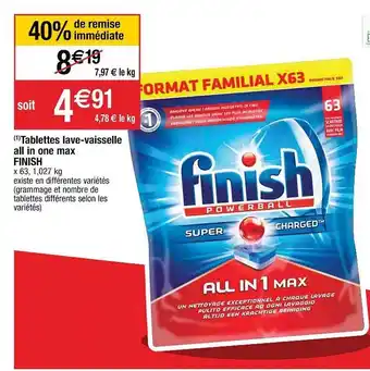 Cora x Carrefour Tablette Lave-vaisselle All In One Max Finish offre