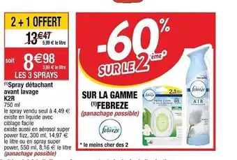 Cora x Carrefour Spray Détachant Avant Lavage K2r, La Gamme Febreze offre