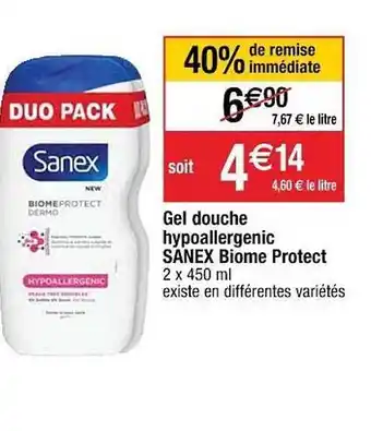 Cora x Carrefour Gel Douche Hypoallergenic Sanex Biome Protect offre