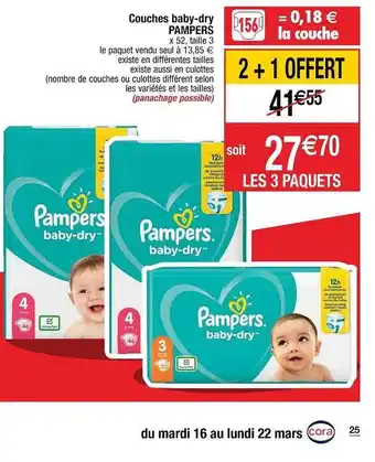 Cora x Carrefour Couches Baby-dry Pampers offre
