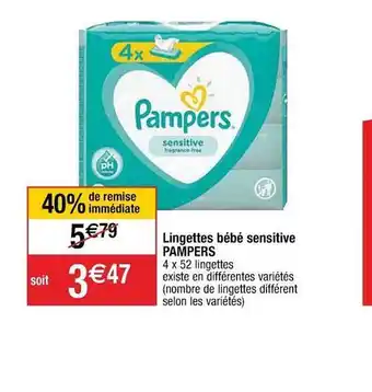 Cora x Carrefour Lingettes Bébé Sensitive Pampers offre