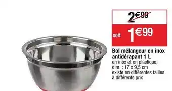 Cora x Carrefour Bol Mélangeur En Inox Antidérapant 1 L offre