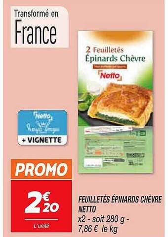 Netto Feuilletés épinards chèvre netto offre