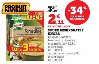 Super U Soupe déshydratée knorr offre