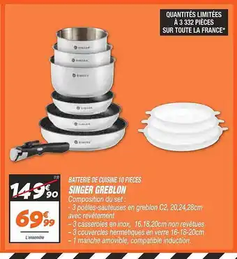 Netto Batterie de cuisine 10 pièces singer greblon offre