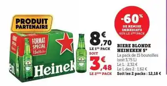 Super U Bière blonde heineken 5° offre