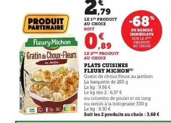 Super U Plats cuisinés fleury michon offre