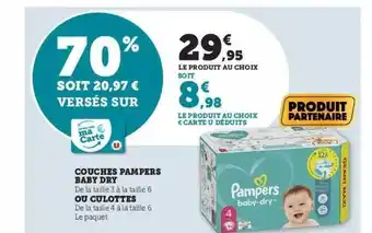 Super U Couches pampers baby dry ou culottes offre