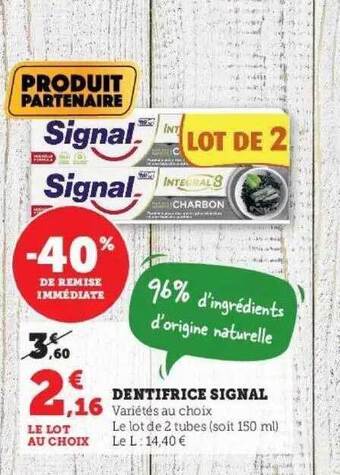 Super U Dentifrice signal offre