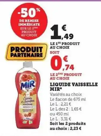Super U Liquide vaisselle mir offre