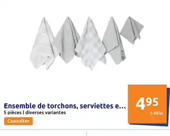 Action Ensemble de Torchons Serviettes offre