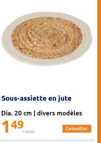 Action Sous-Assiette En Jute offre