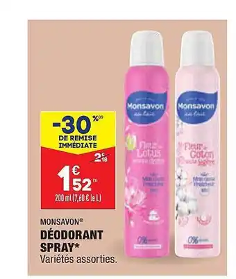 ALDI Déodorant spray monsavon offre