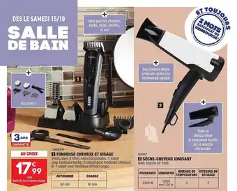 ALDI Tondeuse cheveux et visage carrera, sèche-cheveux ionisant quigg offre
